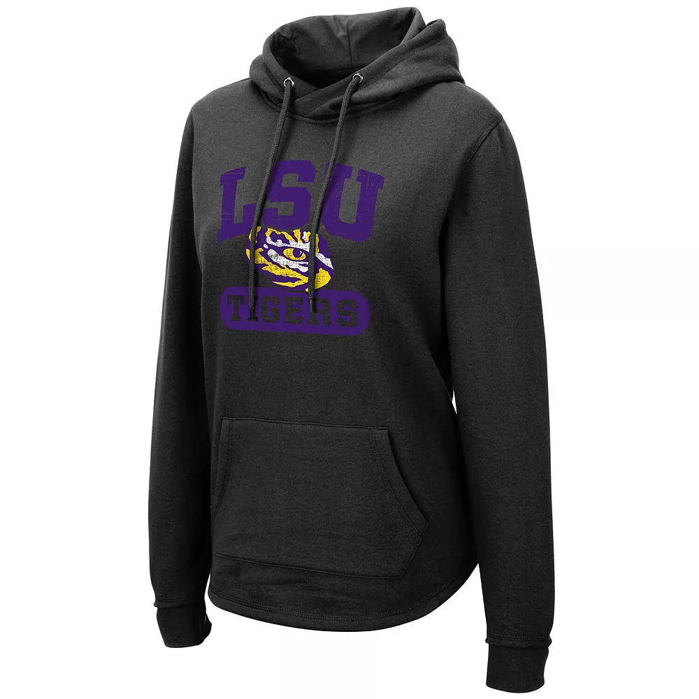 Women's Colosseum Black LSU Tigers Core Crossover Pillbox Pullover Hoodie