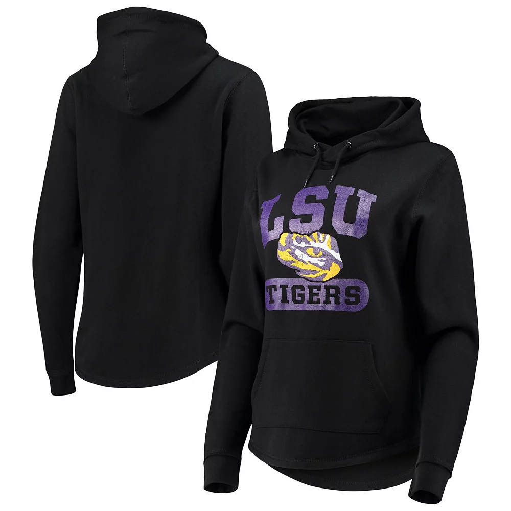 Women's Colosseum Black LSU Tigers Core Crossover Pillbox Pullover Hoodie - Image 2