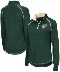 Women's Colosseum Heathered Green Colorado State Rams Bikram Raglan Quarter-Zip Jacket