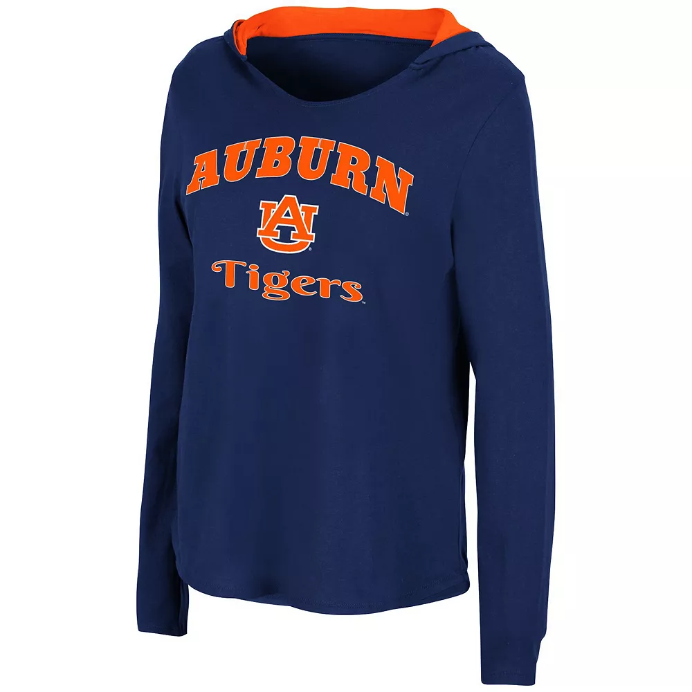 Women's Colosseum Navy Auburn Tigers Catalina Hoodie Long Sleeve T-Shirt - Image 3