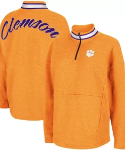 Women's Colosseum Orange Clemson Tigers Alice 2-Hit Fleece Quarter-Zip Jacket