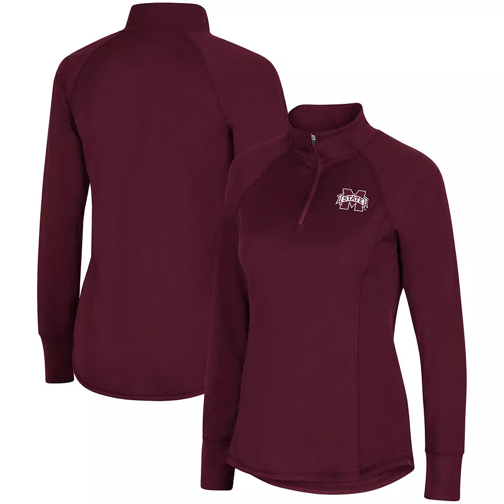 Women's Colosseum Maroon Mississippi State Bulldogs Gnarly Raglan Quarter-Zip Jacket