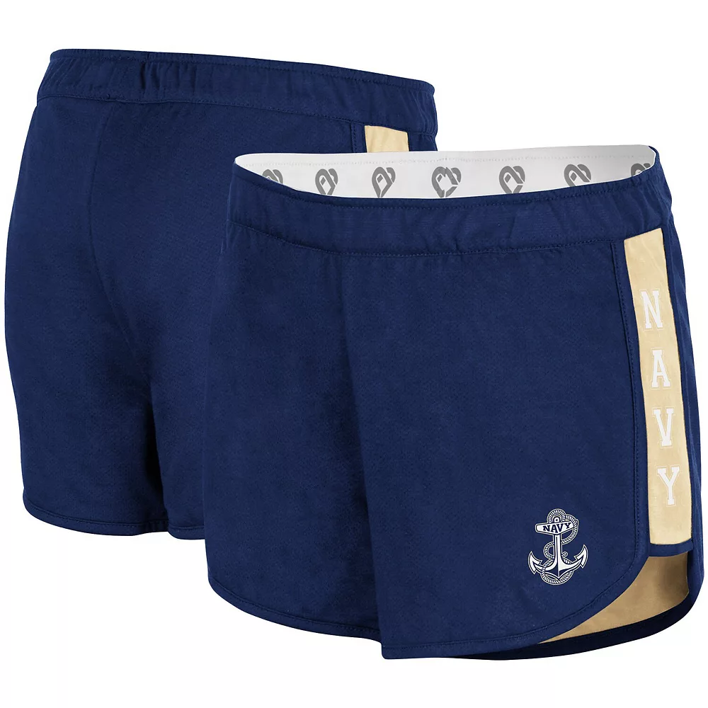 Women's Colosseum Navy Navy Midshipmen Nice Wig Reversible Shorts