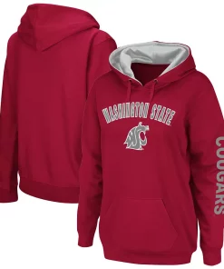 Women's Colosseum Crimson Washington State Cougars Loud and Proud Pullover Hoodie
