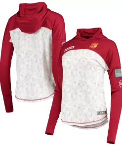 Women's Colosseum Gray/Cardinal USC Trojans OHT Military Appreciation Mission Arctic Camo Hoodie Long Sleeve T-Shirt