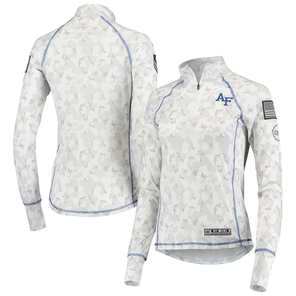 Women's Colosseum White Air Force Falcons OHT Military Appreciation Officer Arctic Camo 1/4-Zip Jacket - Image 2