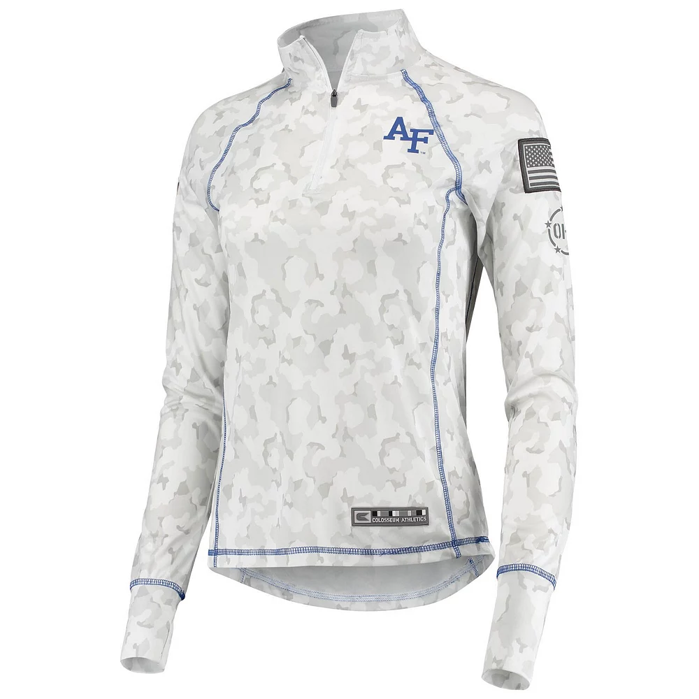 Women's Colosseum White Air Force Falcons OHT Military Appreciation Officer Arctic Camo 1/4-Zip Jacket - Image 3