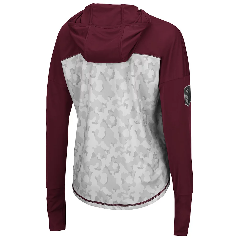 Women's Colosseum Gray/Maroon Virginia Tech Hokies OHT Military Appreciation Mission Arctic Camo Hoodie Long Sleeve T-Shirt - Image 4
