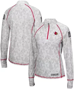 Women's Colosseum White Louisville Cardinals OHT Military Appreciation Officer Arctic Camo 1/4-Zip Jacket