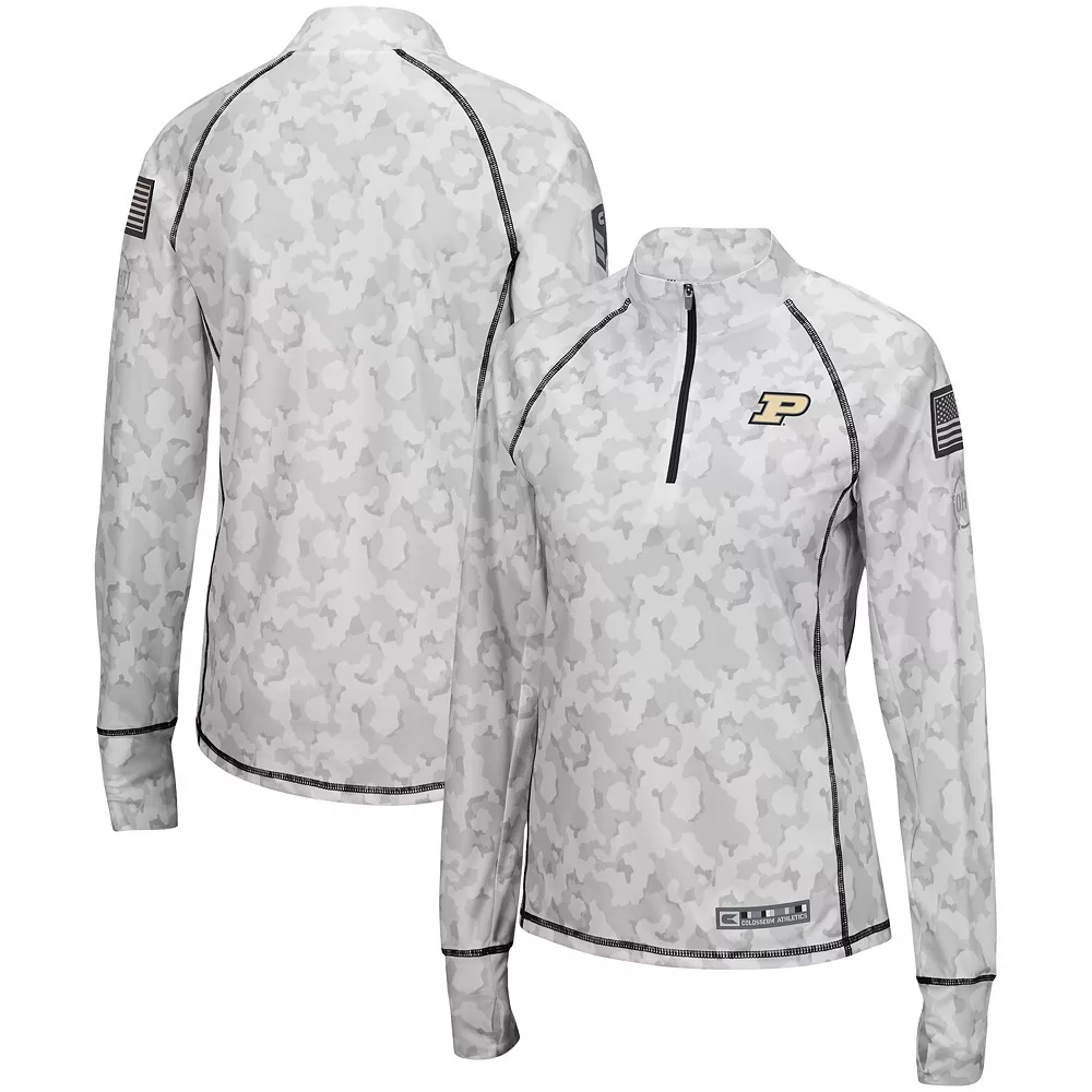 Women's Colosseum White Purdue Boilermakers OHT Military Appreciation Officer Arctic Camo 1/4-Zip Jacket - Image 2