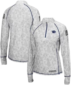 Women's Colosseum White Penn State Nittany Lions OHT Military Appreciation Officer Arctic Camo 1/4-Zip Jacket