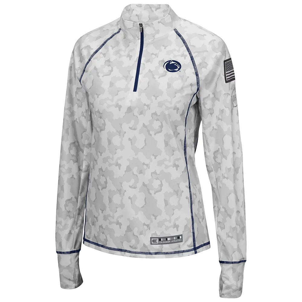 Women's Colosseum White Penn State Nittany Lions OHT Military Appreciation Officer Arctic Camo 1/4-Zip Jacket - Image 3