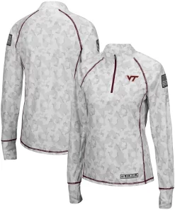 Women's Colosseum White Virginia Tech Hokies OHT Military Appreciation Officer Arctic Camo 1/4-Zip Jacket