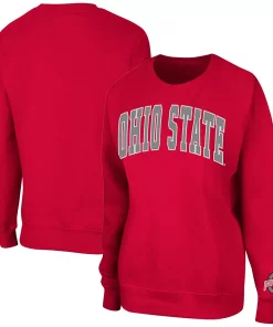 Women's Colosseum Scarlet Ohio State Buckeyes Campanile Pullover Sweatshirt