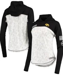 Women's Colosseum Gray/Black Iowa Hawkeyes OHT Military Appreciation Mission Arctic Camo Hoodie Long Sleeve T-Shirt
