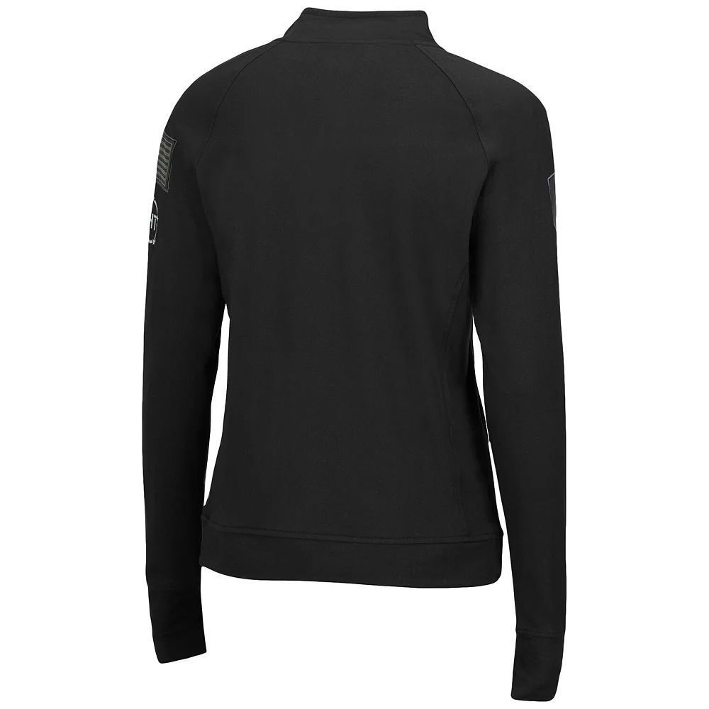 Women's Colosseum Black Louisville Cardinals OHT Military Appreciation Depth Raglan Quarter-Snap Jacket - Image 4