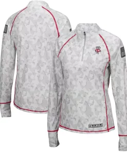 Women's Colosseum White Wisconsin Badgers OHT Military Appreciation Officer Arctic Camo 1/4-Zip Jacket
