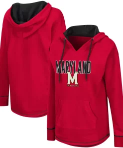 Women's Colosseum Red Maryland Terrapins Tunic Pullover Hoodie