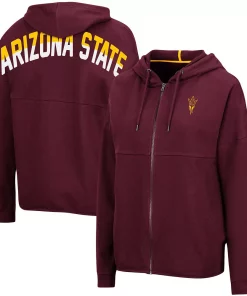 Women's Colosseum Maroon Arizona State Sun Devils 2-Hit Full-Zip Hoodie