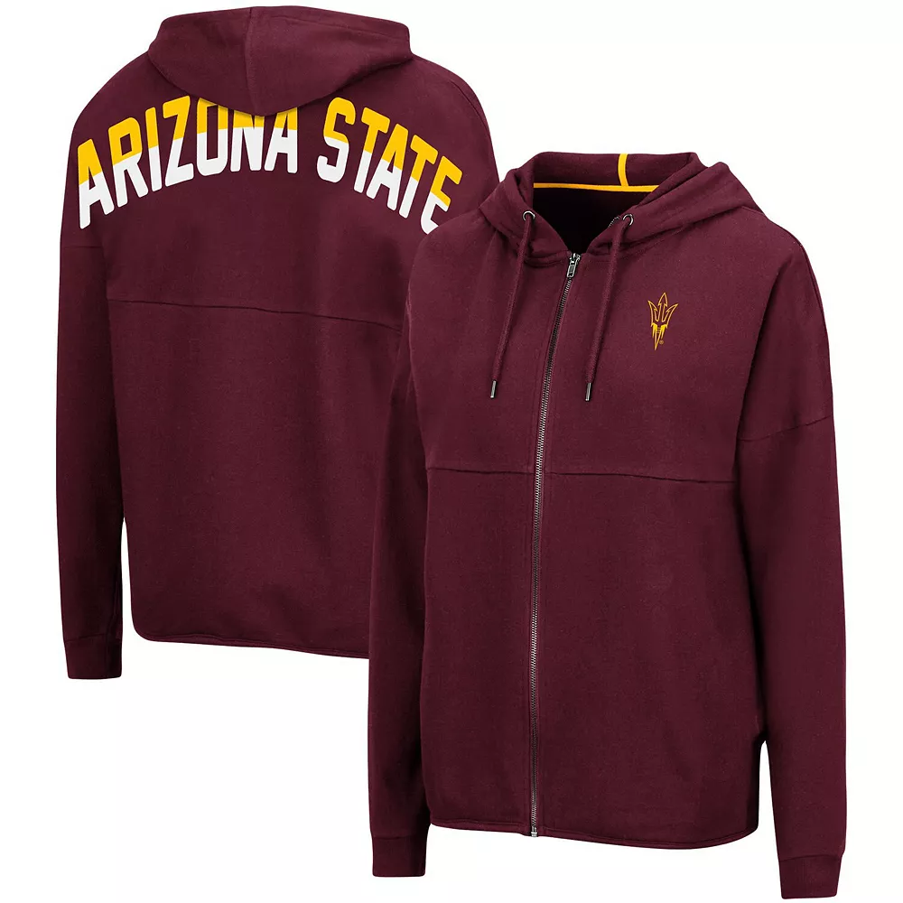 Women's Colosseum Maroon Arizona State Sun Devils 2-Hit Full-Zip Hoodie