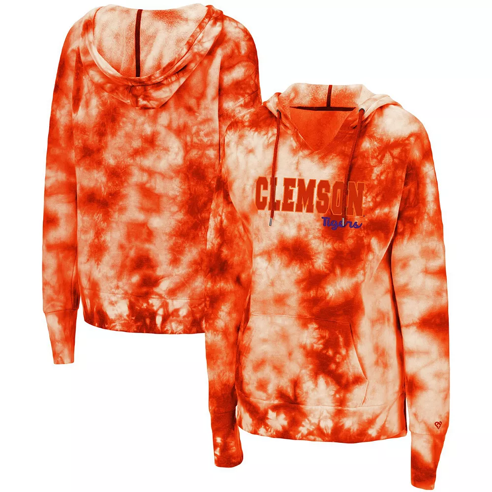 Women's Colosseum Orange Clemson Tigers Shavonee Tie-Dye Pullover Hoodie - Image 2