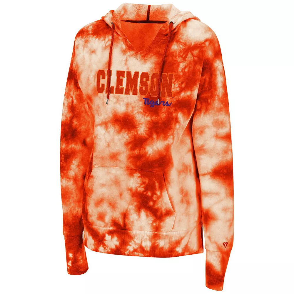 Women's Colosseum Orange Clemson Tigers Shavonee Tie-Dye Pullover Hoodie - Image 3