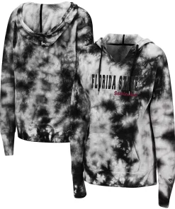 Women's Colosseum Black Florida State Seminoles Shavonee Tie-Dye Pullover Hoodie