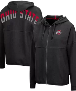 Women's Colosseum Black Ohio State Buckeyes Two-Hit Full-Zip Hoodie