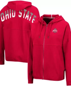 Women's Colosseum Scarlet Ohio State Buckeyes Two-Hit Full-Zip Hoodie