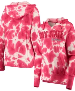 Women's Colosseum Scarlet Ohio State Buckeyes Shavonee Tie-Dye Pullover Hoodie