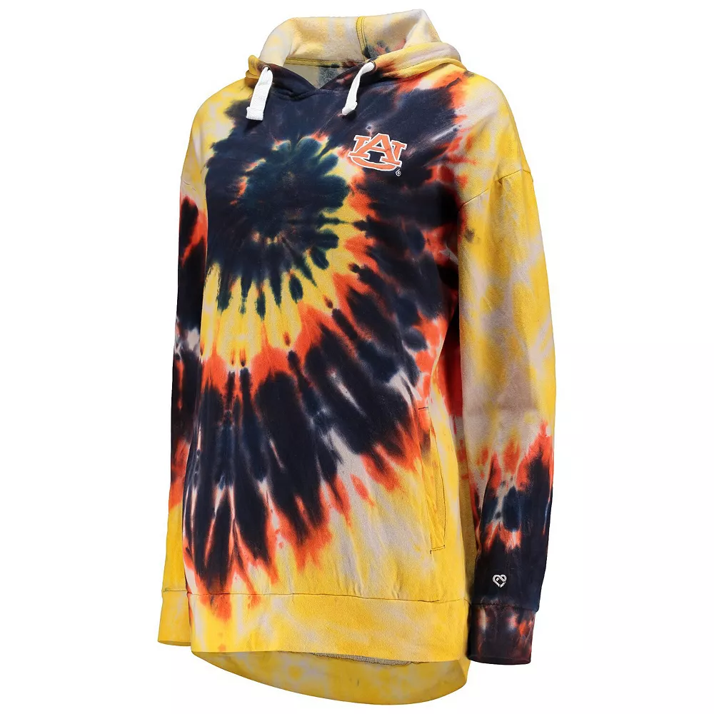 Women's Colosseum Navy Auburn Tigers Slow Ride Spiral Tie-Dye Oversized Pullover Hoodie - Image 2