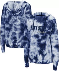 Women's Colosseum Navy Penn State Nittany Lions Shavonee Tie-Dye Pullover Hoodie