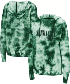 Women's Colosseum Green Michigan State Spartans Shavonee Tie-Dye Pullover Hoodie