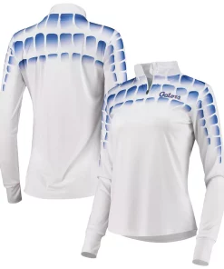 Women's Colosseum White/Royal Florida Gators 25th Anniversary Gator Skin Quarter-Zip Jacket