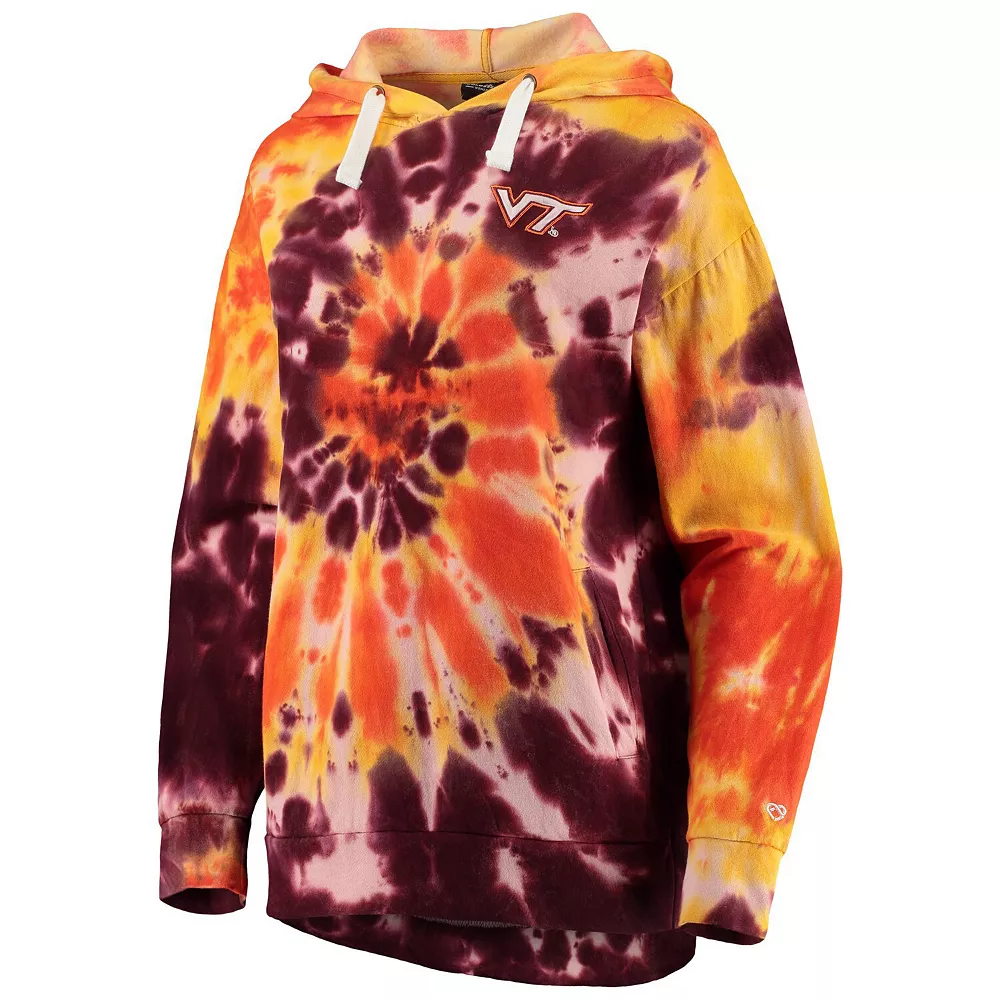 Women's Colosseum Maroon Virginia Tech Hokies Slow Ride Spiral Tie-Dye Oversized Pullover Hoodie - Image 3