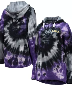 Women's Colosseum Purple LSU Tigers Slow Ride Spiral Tie-Dye Oversized Pullover Hoodie