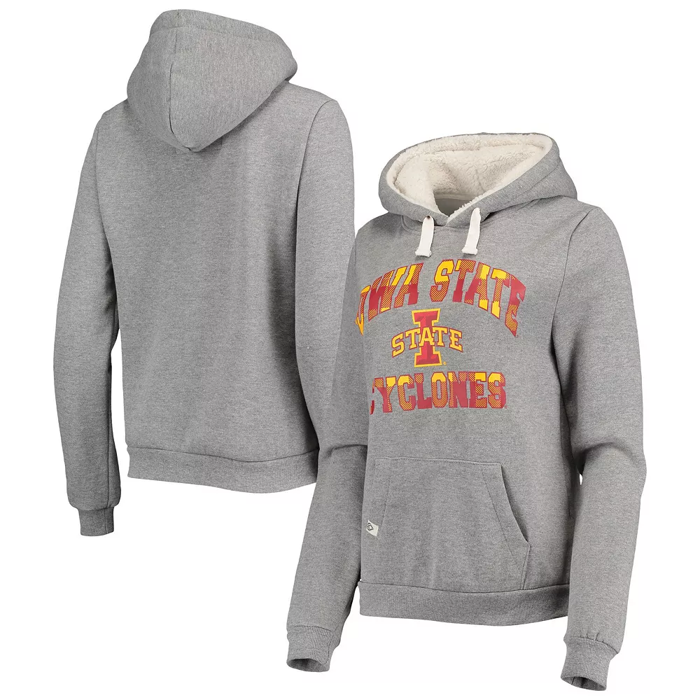 Women's Colosseum Heathered Gray Iowa State Cyclones Plaid Sherpa Pullover Hoodie