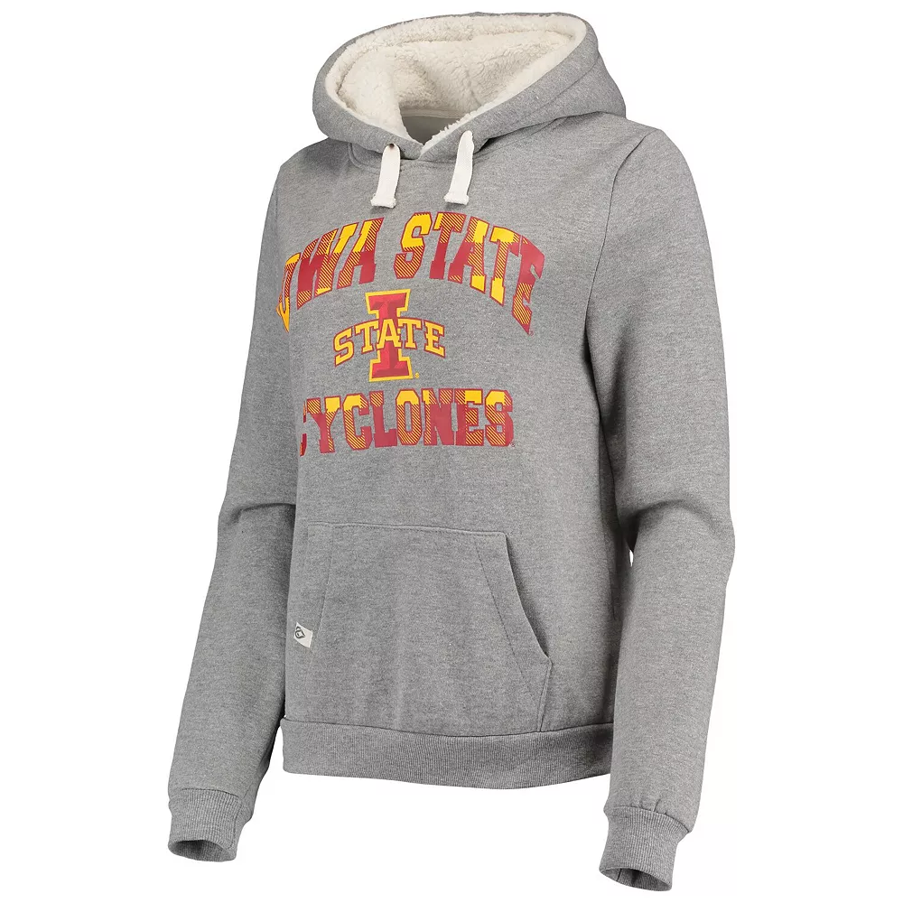 Women's Colosseum Heathered Gray Iowa State Cyclones Plaid Sherpa Pullover Hoodie - Image 3
