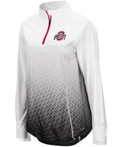 Women's Colosseum White/Black Ohio State Buckeyes Magic Ombre Quarter-Zip Raglan Jacket