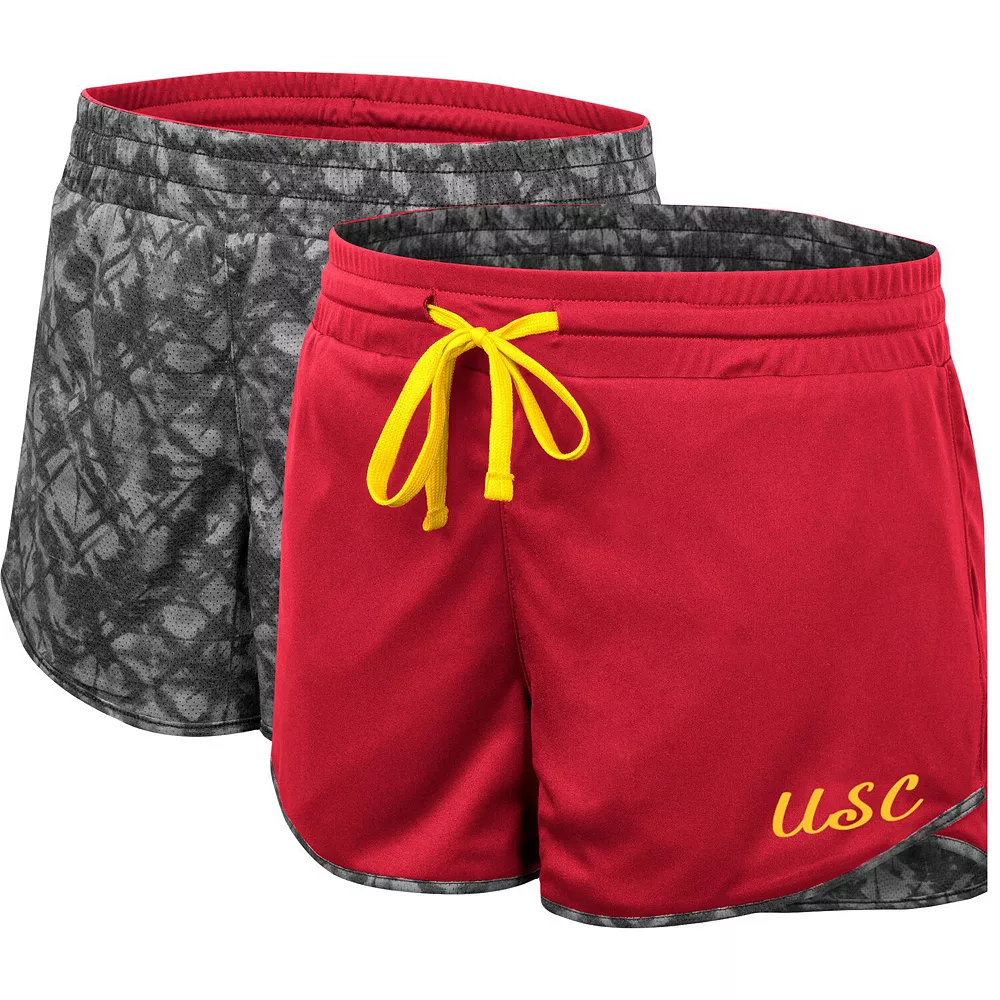 Women's Colosseum Cardinal/Charcoal USC Trojans Fun Stuff Reversible Shorts