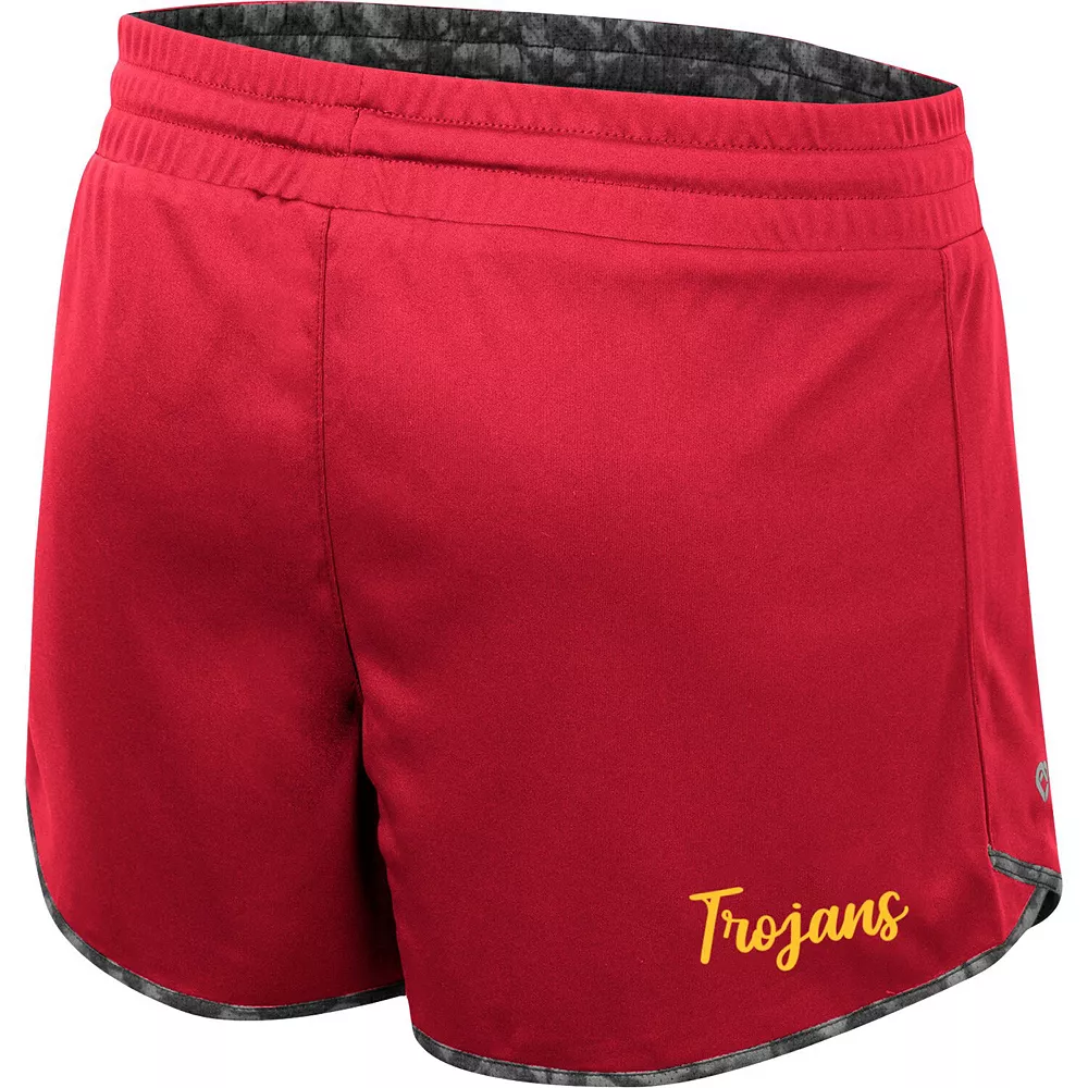 Women's Colosseum Cardinal/Charcoal USC Trojans Fun Stuff Reversible Shorts - Image 4