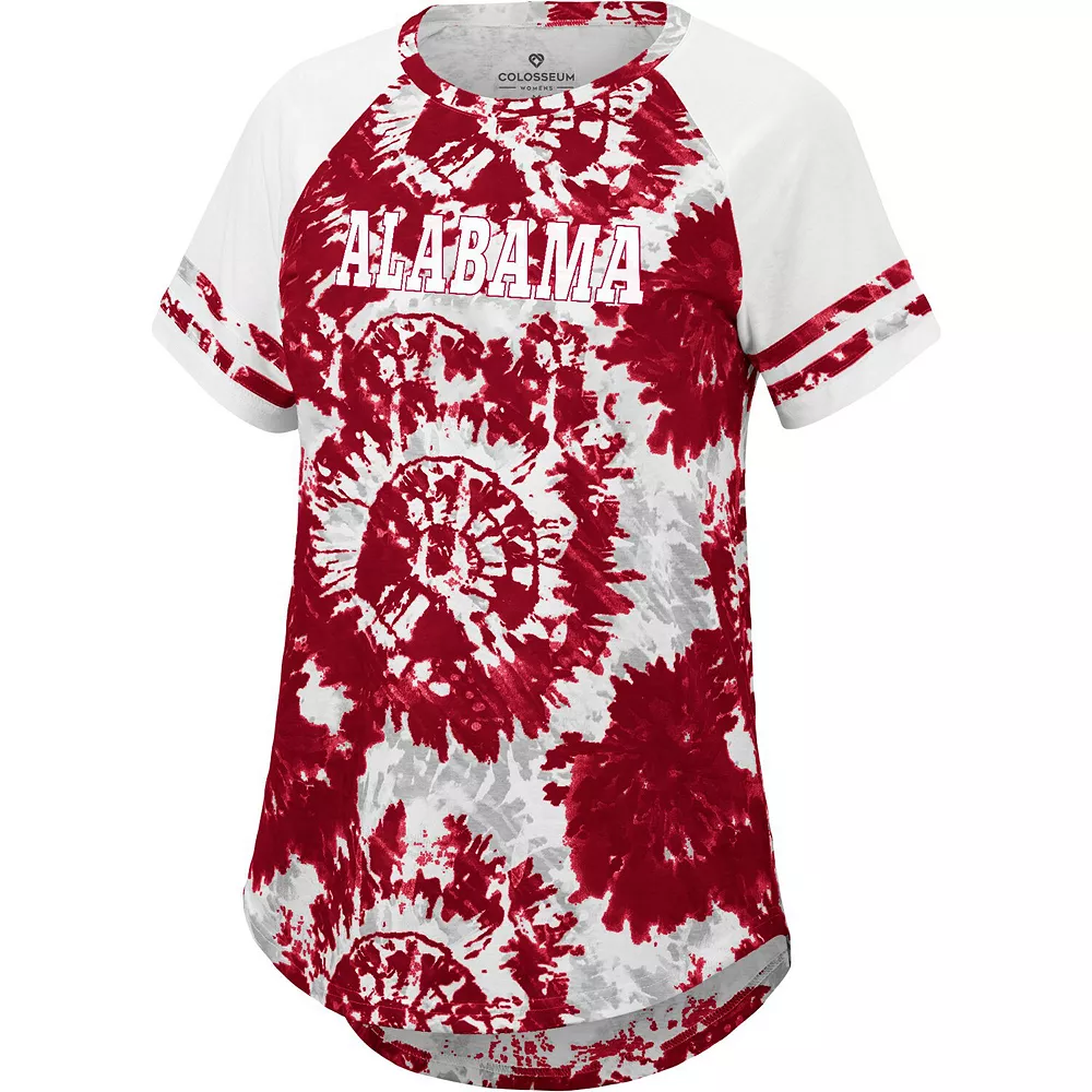 Women's Colosseum Crimson/White Alabama Crimson Tide Annie Oversized Tie-Dye Raglan T-Shirt - Image 3