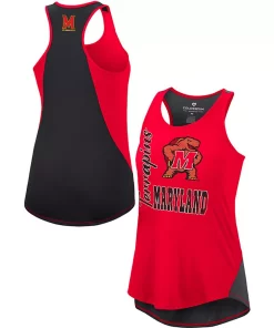 Women's Colosseum Red/Black Maryland Terrapins George Glass 2-Hit Scoop Neck Racerback Tank Top