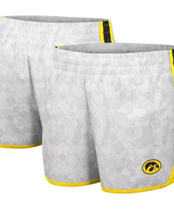 Women's Colosseum White/Black Iowa Hawkeyes The Plastics Geo Print Shorts