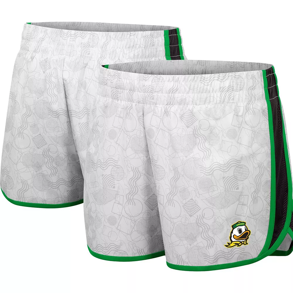 Women's Colosseum White/Black Oregon Ducks The Plastics Geo Print Shorts - Image 2