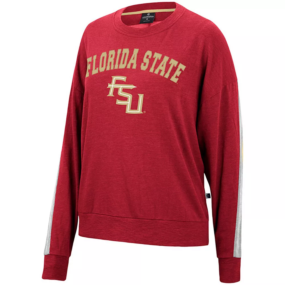 Women's Colosseum Heathered Garnet Florida State Seminoles Team Oversized Pullover Sweatshirt - Image 2