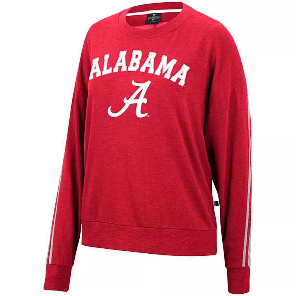 Women's Colosseum Heathered Crimson Alabama Crimson Tide Team Oversized Pullover Sweatshirt - Image 2