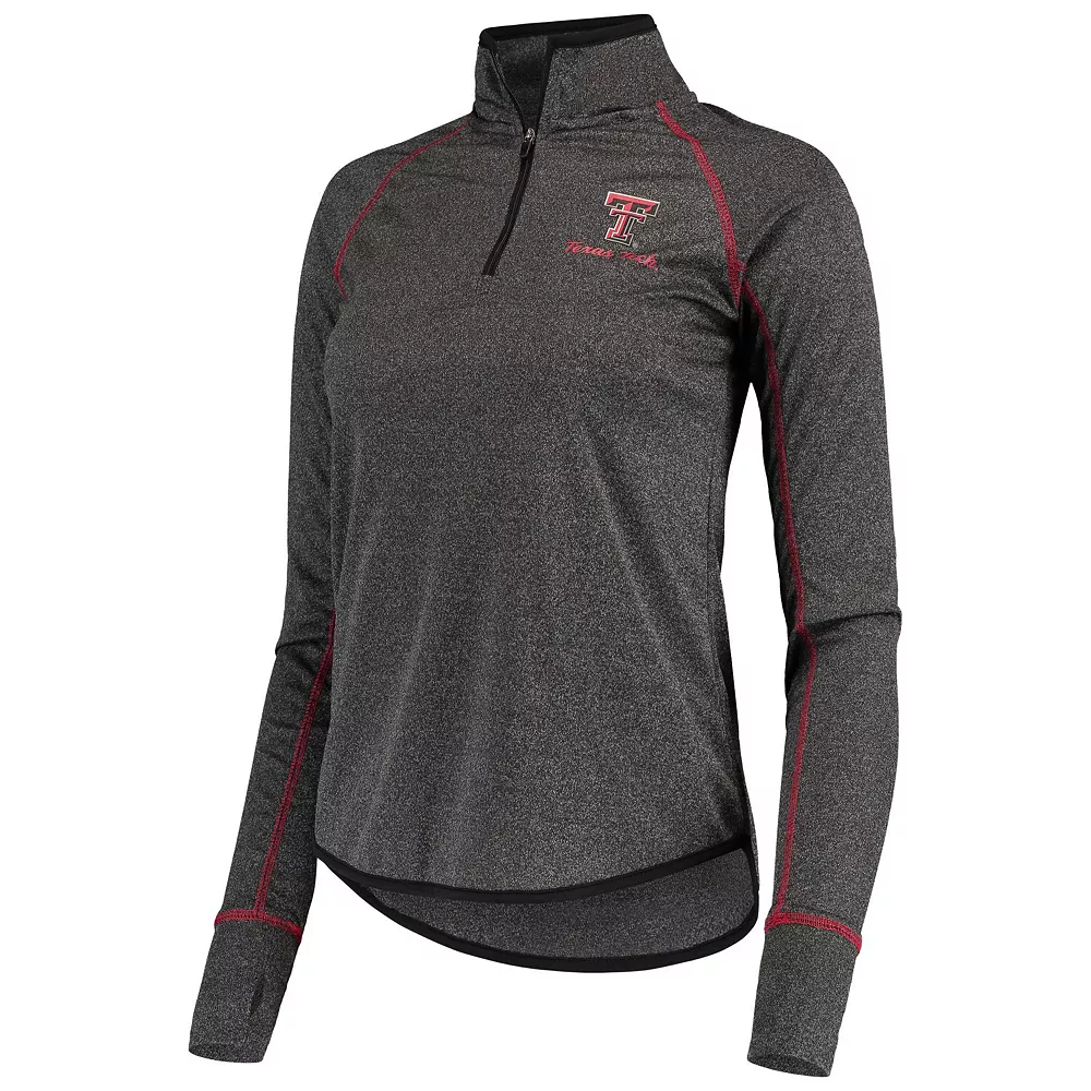 Women's Colosseum Black Texas Tech Red Raiders Stingray Raglan Quarter-Zip Top - Image 3