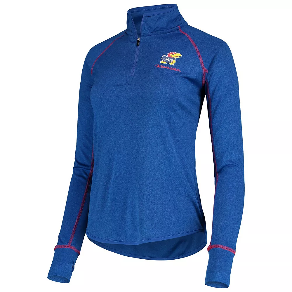 Women's Colosseum Royal Kansas Jayhawks Stingray Raglan Quarter-Zip Top - Image 3