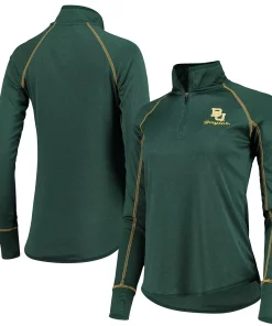 Women's Colosseum Green Baylor Bears Stingray Raglan Quarter-Zip Top